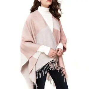 Soia & Kyo Size OS Yadira Fringe Pink Colorblock Scarfigan, Exc. Used Condition